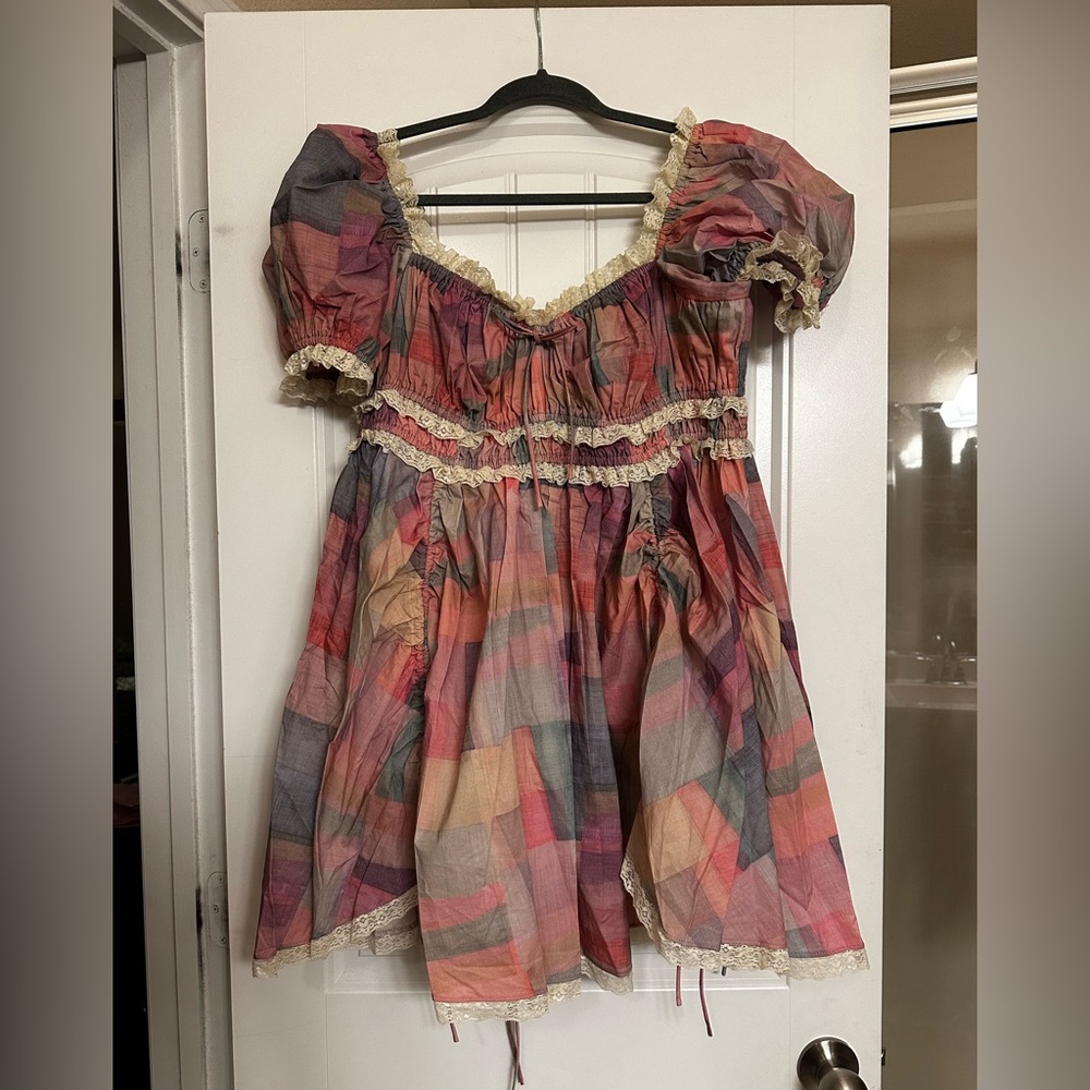 Selkie sweet nothings dress and bloomers set size 1x, patchwork print